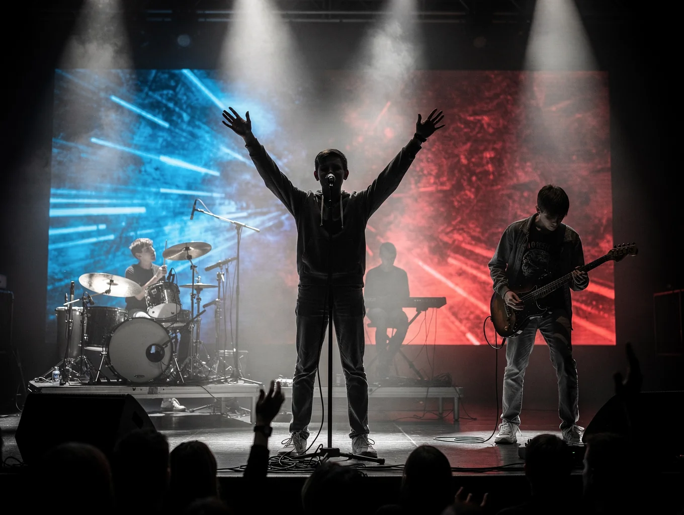 Youth Tribe members performing live music on stage